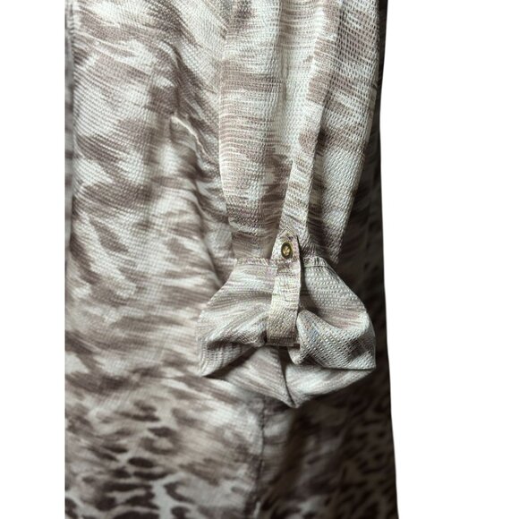 Chicos Travelers Collection Womens White Brown Tunic Slinky Size 2 Animal Print - Picture 5 of 9